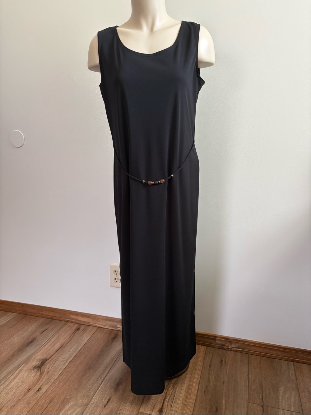 Miss Dorby Classic 90’s Black Sleeveless Maxi Beaded Detail Dress Size 10